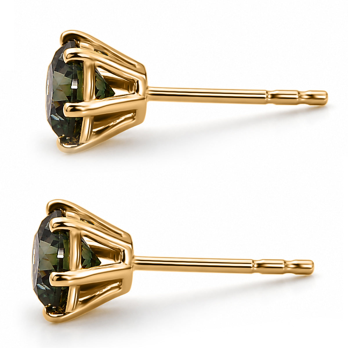 JCK Vegas Find 2026- 9K Yellow Gold SGL Certified Lab Grown Green Diamond (SI) Solitaire Stud Push Post Earring 2.00 Ct. 8581174 4