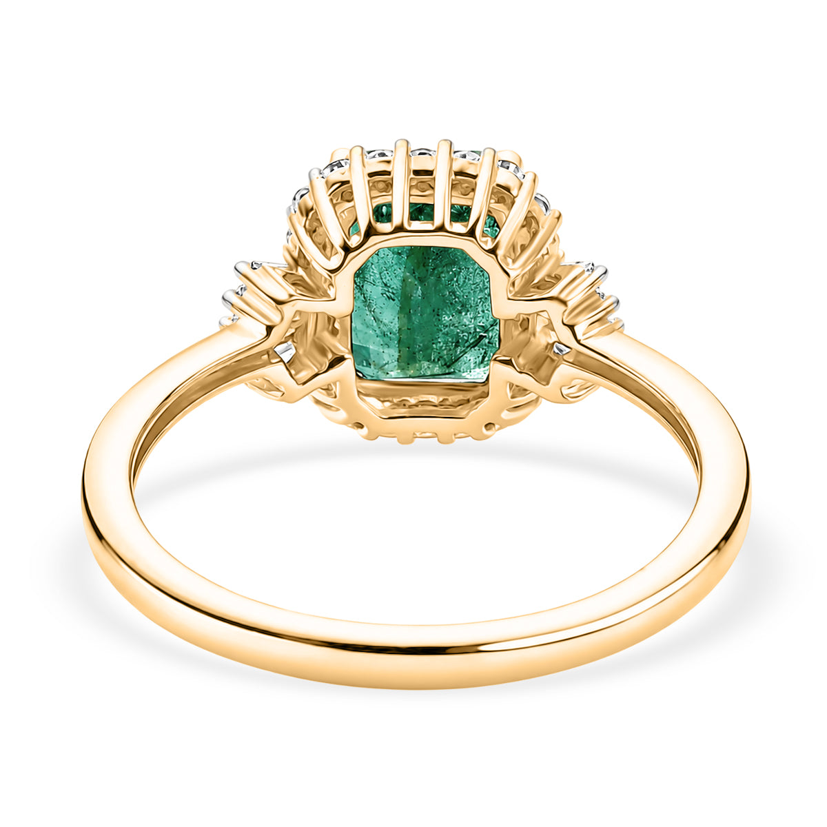 THE JEWEL OF ZAMBIA - 9K Yellow Gold AAA Gemfields Zambian Emerald (1.5Ct) &amp; Natural White Diamond Halo Ring 1.80 Ct. 8581200 5