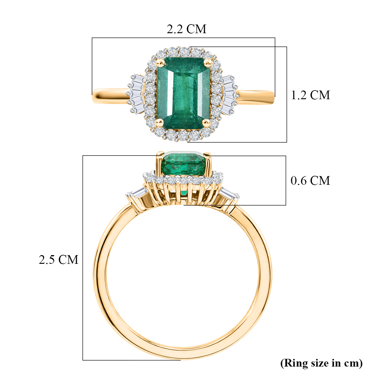 THE JEWEL OF ZAMBIA - 9K Yellow Gold AAA Gemfields Zambian Emerald (1.5Ct) &amp; Natural White Diamond Halo Ring 1.80 Ct. 8581200 6