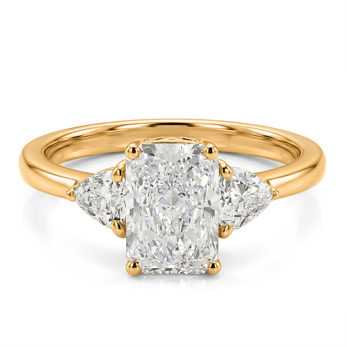 Luxuriant - 9K Yellow Gold IGI Certified Lab Grown Diamond (VS-E-F) Trilogy Ring 2.00 Ct. 8581940 0