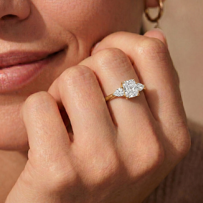 Luxuriant - 9K Yellow Gold IGI Certified Lab Grown Diamond (VS-E-F) Trilogy Ring 2.00 Ct. 8581940 2
