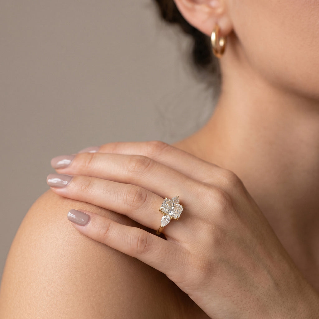 Luxuriant - 9K Yellow Gold IGI Certified Lab Grown Diamond (VS/E-F) Trilogy Ring 2.00 Ct._8581940_4
