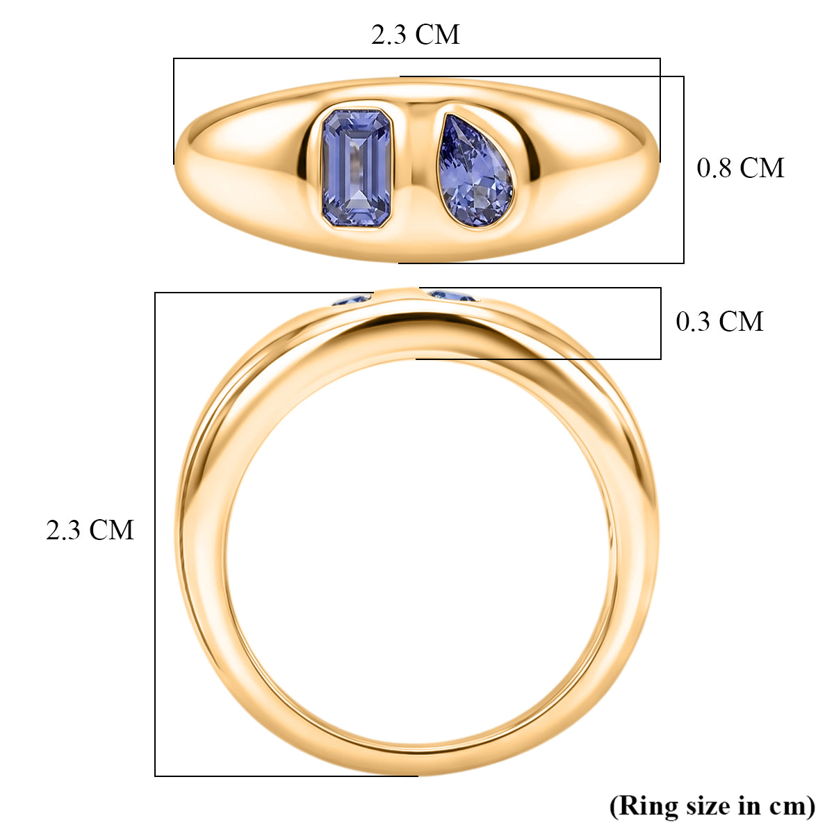D'Joy Flush Set Tanzanite Ring in 18K Vermeil Yellow Gold Plated Sterling Silver V32604176 6