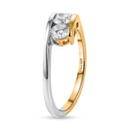 D'Joy - Moissanite Trilogy Ring in Yellow Gold Plated & Platinum Overlay Sterling Silver_8582191_3
