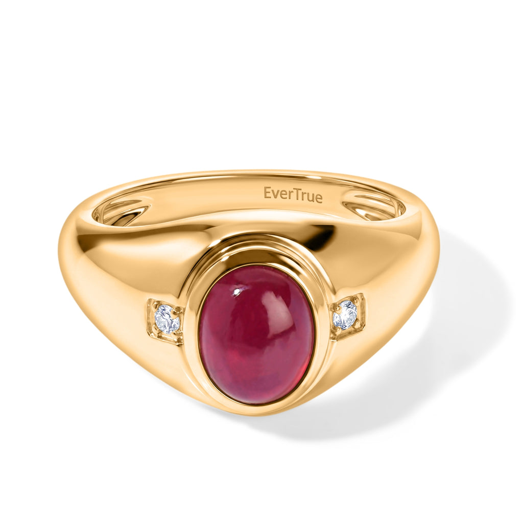 EverTrue African Ruby, White Zircon Mens Ring Pure Yellow Brass  2.127  Ct._8582209