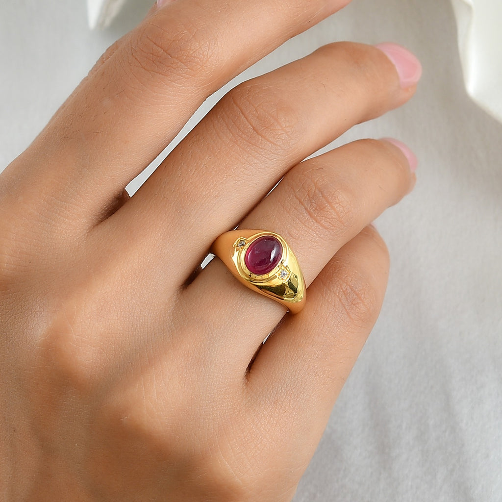 EverTrue African Ruby, White Zircon Mens Ring Pure Yellow Brass  2.127  Ct._8582209_1