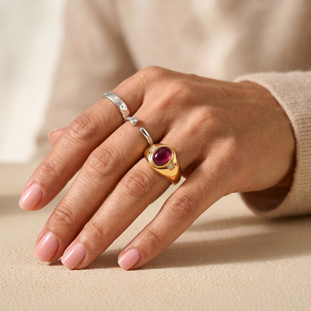 EverTrue African Ruby, White Zircon Mens Ring Pure Yellow Brass  2.127  Ct._8582209_2