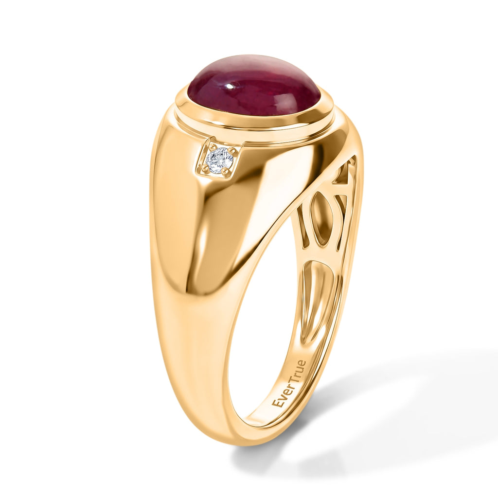 EverTrue African Ruby, White Zircon Mens Ring Pure Yellow Brass  2.127  Ct._8582209_3