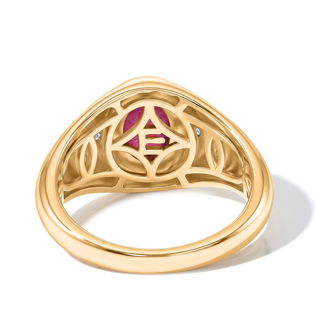 EverTrue African Ruby, White Zircon Mens Ring Pure Yellow Brass  2.127  Ct._8582209_4