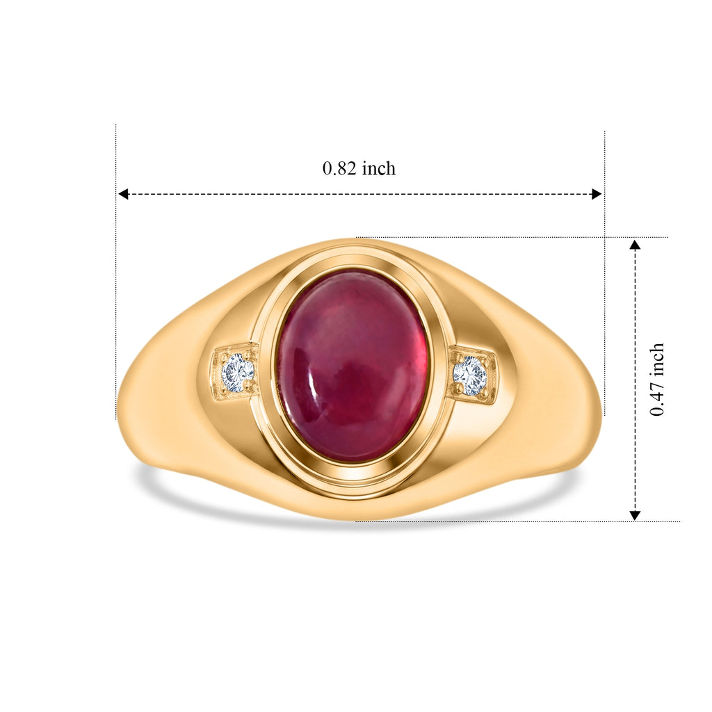 EverTrue African Ruby, White Zircon Mens Ring Pure Yellow Brass  2.127  Ct._8582209_5