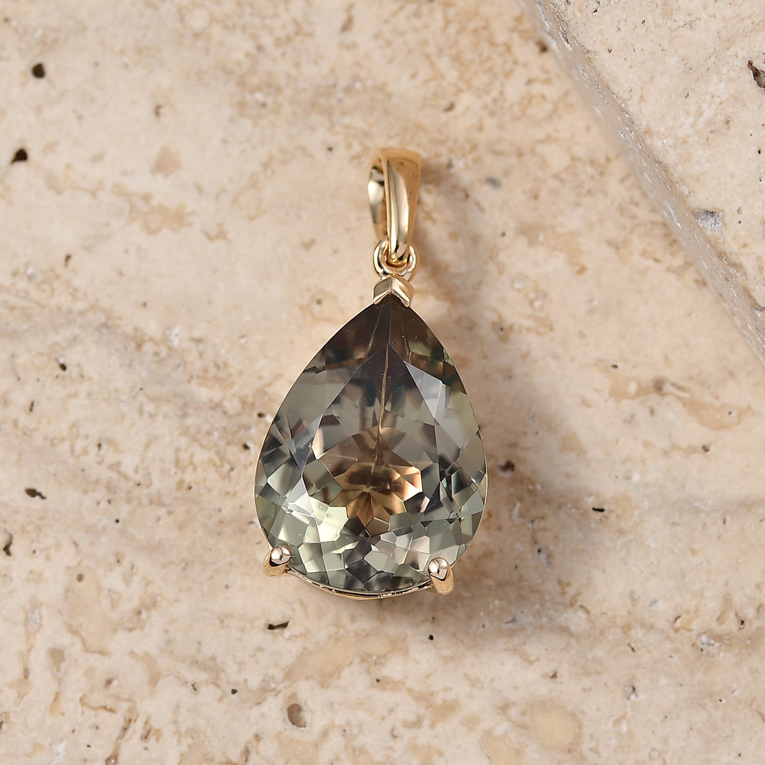 Rhapsody - 18K Yellow Gold AAAA Natural Turkizite Pear Cut Solitaire Pendant 10.10 Ct. 8583255 3