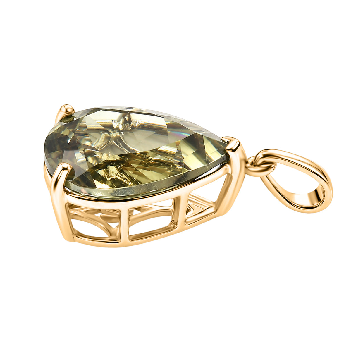 Rhapsody - 18K Yellow Gold AAAA Natural Turkizite Pear Cut Solitaire Pendant 10.10 Ct. 8583255 4