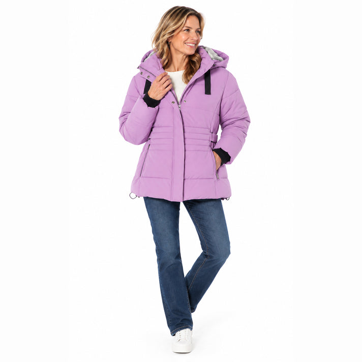 Charlotte West Ladies Padded Drawstring Hooded Jacket (Size 16) - Lilac 8583319 1