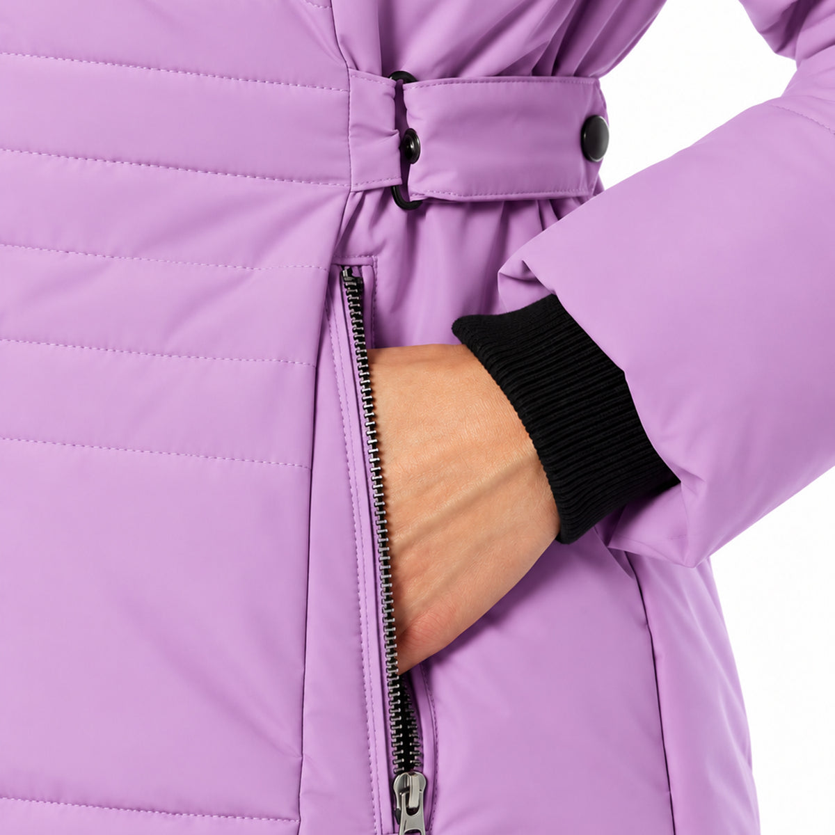 Charlotte West Ladies Padded Drawstring Hooded Jacket (Size 16) - Lilac 8583319 2