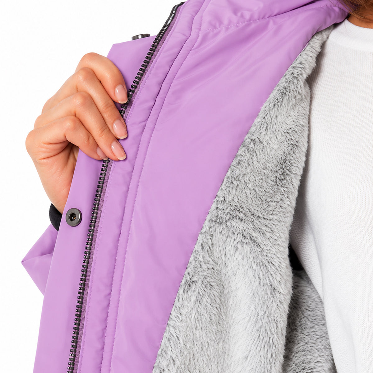 Charlotte West Ladies Padded Drawstring Hooded Jacket (Size 16) - Lilac 8583319 3