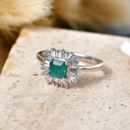 Luxuriant - AAA Zambian Emerald & Lab Grown Diamond (SI/G-H) Halo Ring in Rhodium Overlay Sterling Silver 1.00 Ct._8583596_2