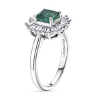 Luxuriant - AAA Zambian Emerald & Lab Grown Diamond (SI/G-H) Halo Ring in Rhodium Overlay Sterling Silver 1.00 Ct._8583596_3