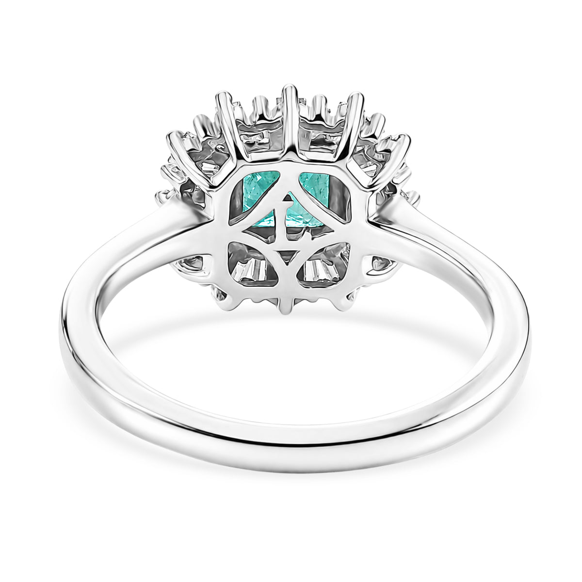 Luxuriant - AAA Zambian Emerald &amp; Lab Grown Diamond (SI/G-H) Halo Ring in Rhodium Overlay Sterling Silver 1.00 Ct. V32530075 5