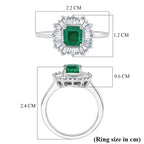Luxuriant - AAA Zambian Emerald & Lab Grown Diamond (SI/G-H) Halo Ring in Rhodium Overlay Sterling Silver 1.00 Ct._8583596_5
