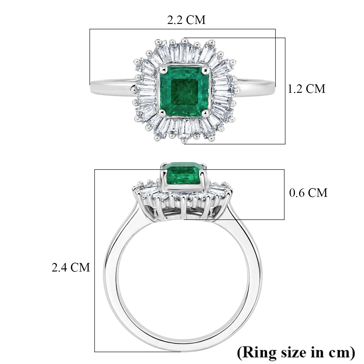 Luxuriant - AAA Zambian Emerald &amp; Lab Grown Diamond (SI/G-H) Halo Ring in Rhodium Overlay Sterling Silver 1.00 Ct. V32530075 6