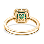 Luxuriant - Lab Grown Emerald & Lab Grown Diamond (SI/G-H) Halo Ring in 18K Vermeil Yellow Gold Plated Sterling Silver 1.60 Ct._8583981_4