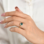 Luxuriant - Lab Grown Emerald & Lab Grown Diamond (SI/G-H) Halo Ring in 18K Vermeil Yellow Gold Plated Sterling Silver 1.60 Ct._8583982_1