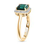 Luxuriant - Lab Grown Emerald & Lab Grown Diamond (SI/G-H) Halo Ring in 18K Vermeil Yellow Gold Plated Sterling Silver 1.60 Ct._8583982_3