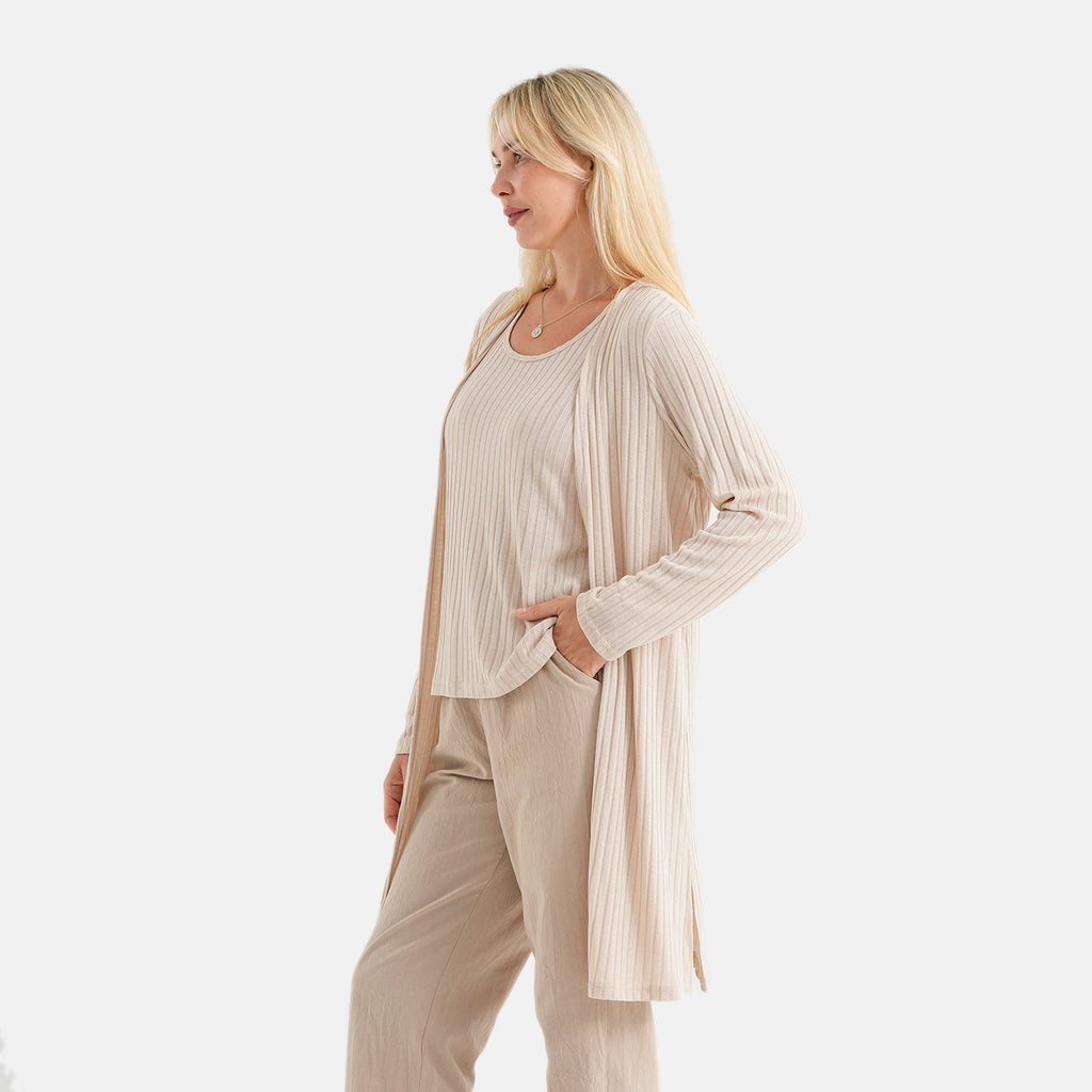 La Marey Soft Ribbed Light Weight Cardigan (Size - XL, 20-22) - Beige_8584113_3
