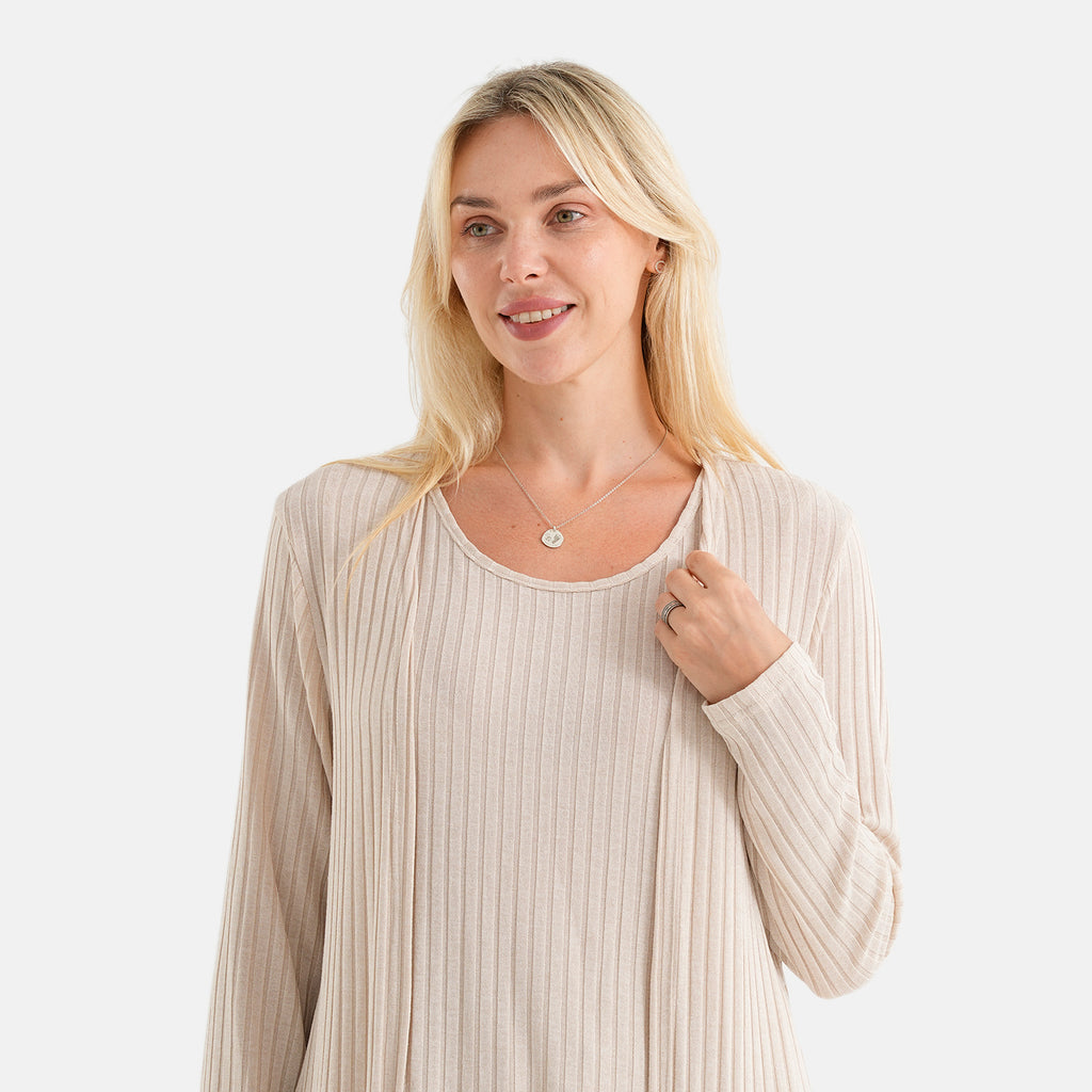La Marey Soft Ribbed Light Weight Cardigan (Size - XL, 20-22) - Beige_8584113_5