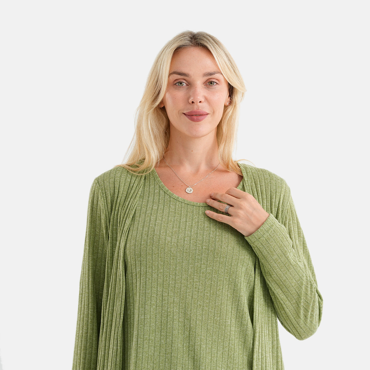 La Marey Soft Ribbed Light Weight Cardigan (Size XL, 20-22) - Sage V32697515 5