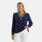 La Marey Patterned Top (Size - XL) - Navy Blue_8584169_3