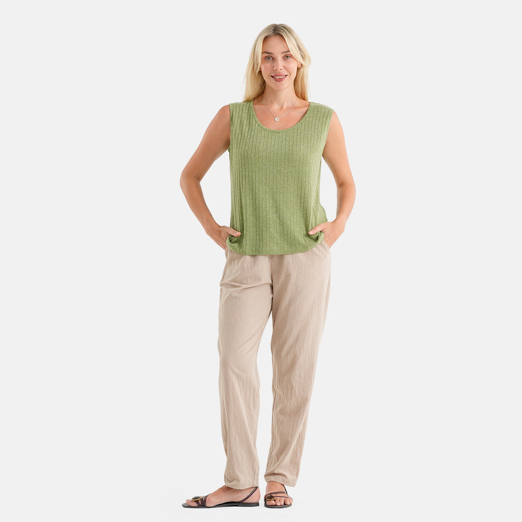La Marey Soft Ribbed Sleeveless Top (Size - L, 16-18) - Green_8584203