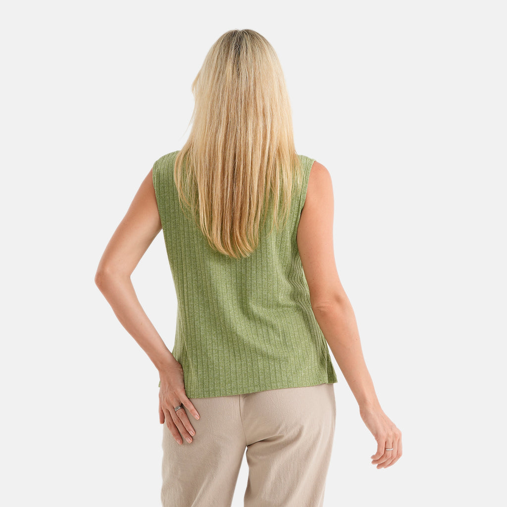 La Marey Soft Ribbed Sleeveless Top (Size - L, 16-18) - Green_8584203_2