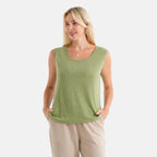 La Marey Soft Ribbed Sleeveless Top (Size - L, 16-18) - Green_8584203_4