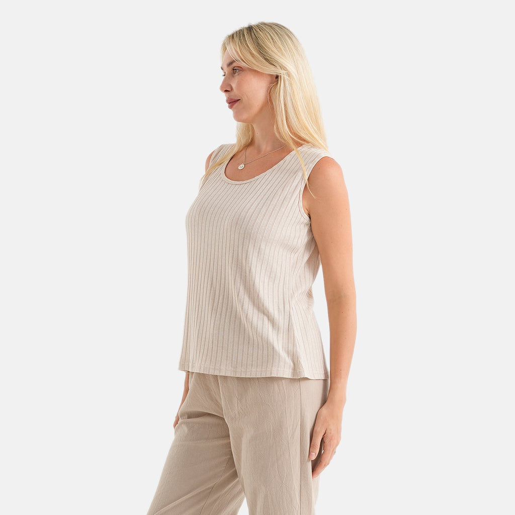 La Marey Soft Ribbed Sleeveless Top (Size - XL, 20-22) - Beige_8584243_3