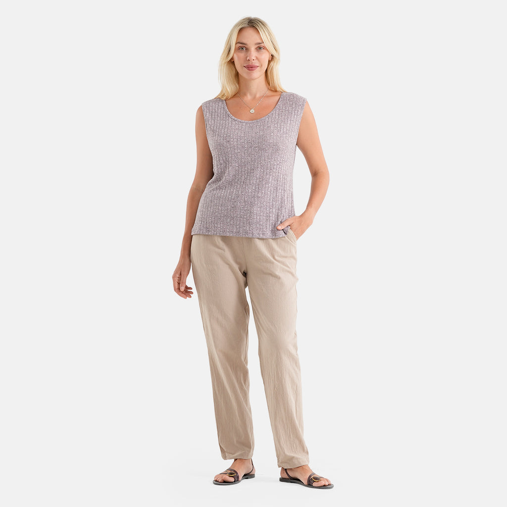 La Marey Soft Ribbed Sleeveless Top (Size - XL, 20-22) - Purple_8584246