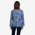 Pure And Natural Long Sleeve Round Neck Printed Top (Size XL, 20 to 22) - Blue_8584881_1