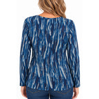 Pure and Natural Long Sleeve Round Neck Printed Top (Size M, 12-14) - Blue_8584956_2