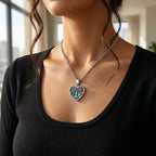 Abalone Shell Adjustable Tree of Life Heart Necklace (Size - 20-2 Ext)