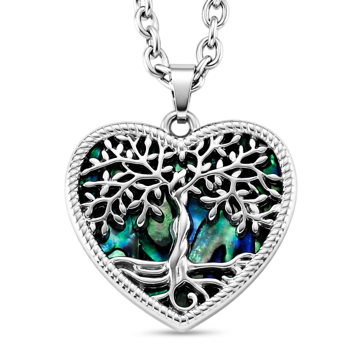 Abalone Shell Adjustable Tree of Life Heart Necklace (Size - 20-2 Ext) V32364431 0