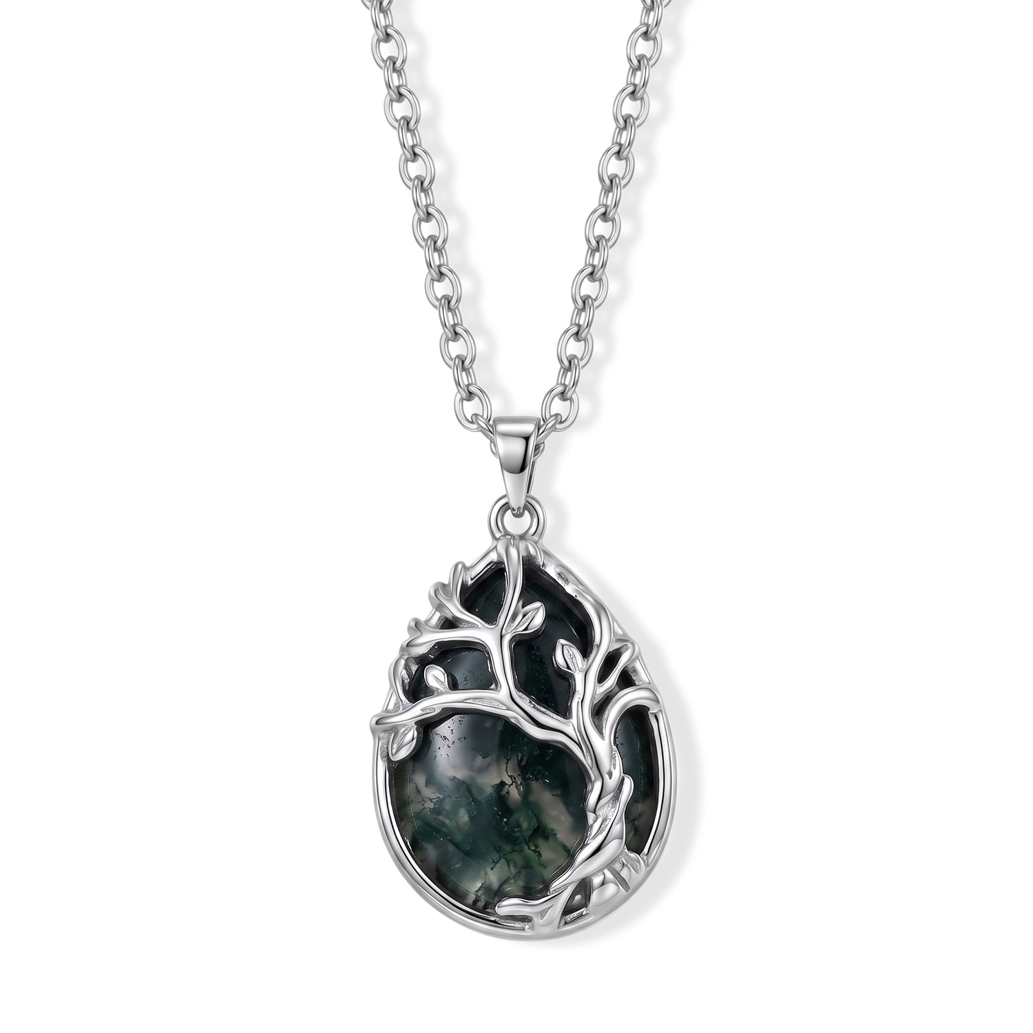 Natural Ocean Agate Tree of Life Adjustable Necklace (Size - 20-2 Ext) 25.00 Ct. 8585220 0