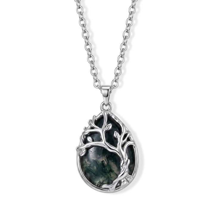 Natural Ocean Agate Tree of Life Adjustable Necklace (Size - 20+2 Ext) 25.00 Ct. 8585220 1