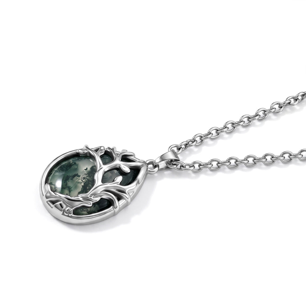 Moss Agate Tree of Life Adjustable Necklace (Size - 20+2 Ext) 25.00 Ct._8585220_3