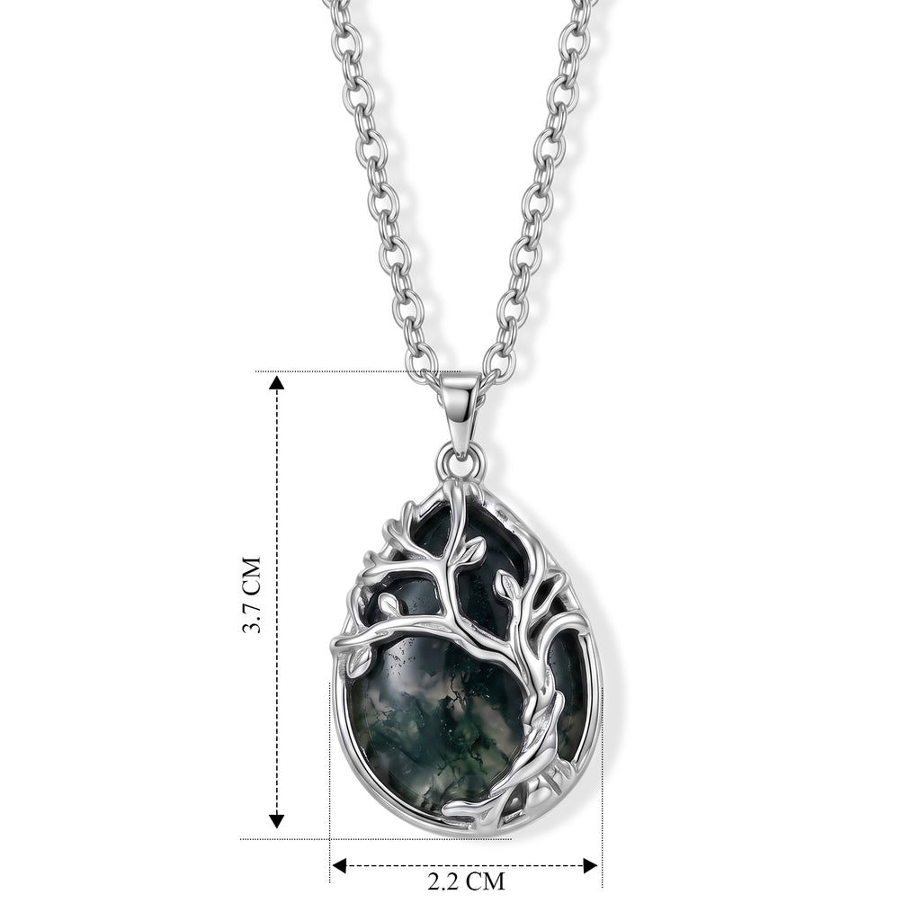 Moss Agate Tree of Life Adjustable Necklace (Size - 20+2 Ext) 25.00 Ct._8585220_4