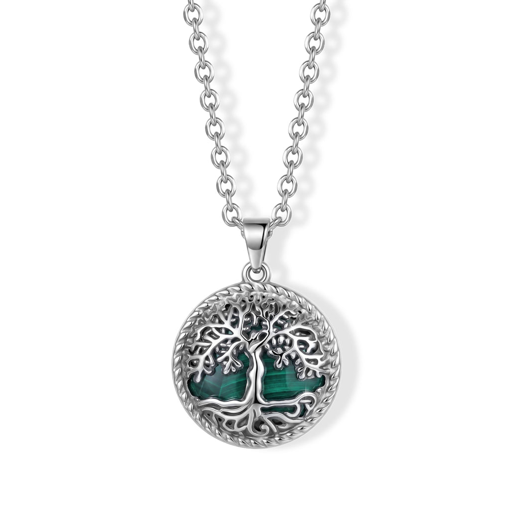 Malachite Tree of Life Adjustable Necklace (Size - 20+2 Ext) 27.00 Ct._8585223