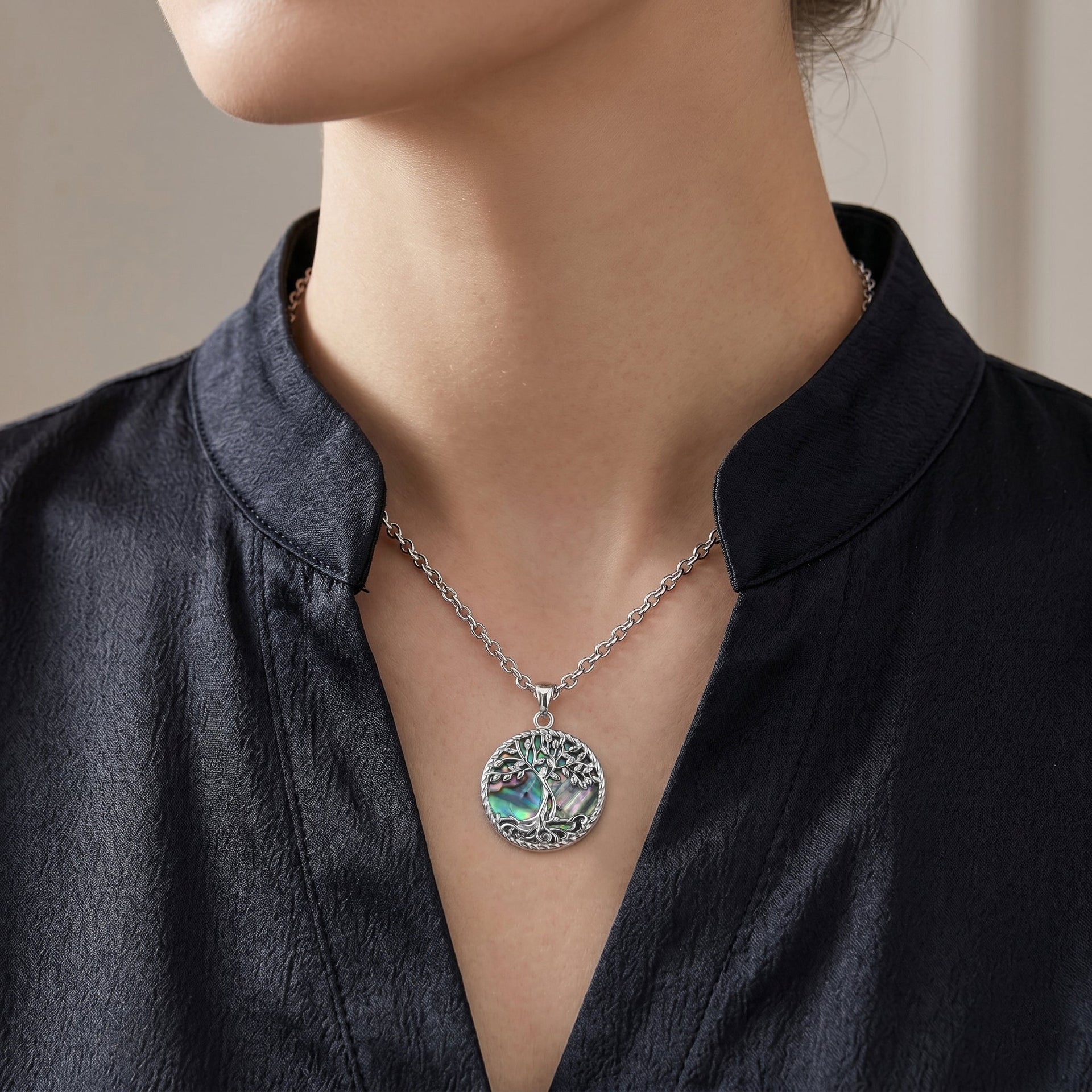Abalone Shell Adjustable Tree of Life Necklace (Size - 20-2 Ext) V32364526 1