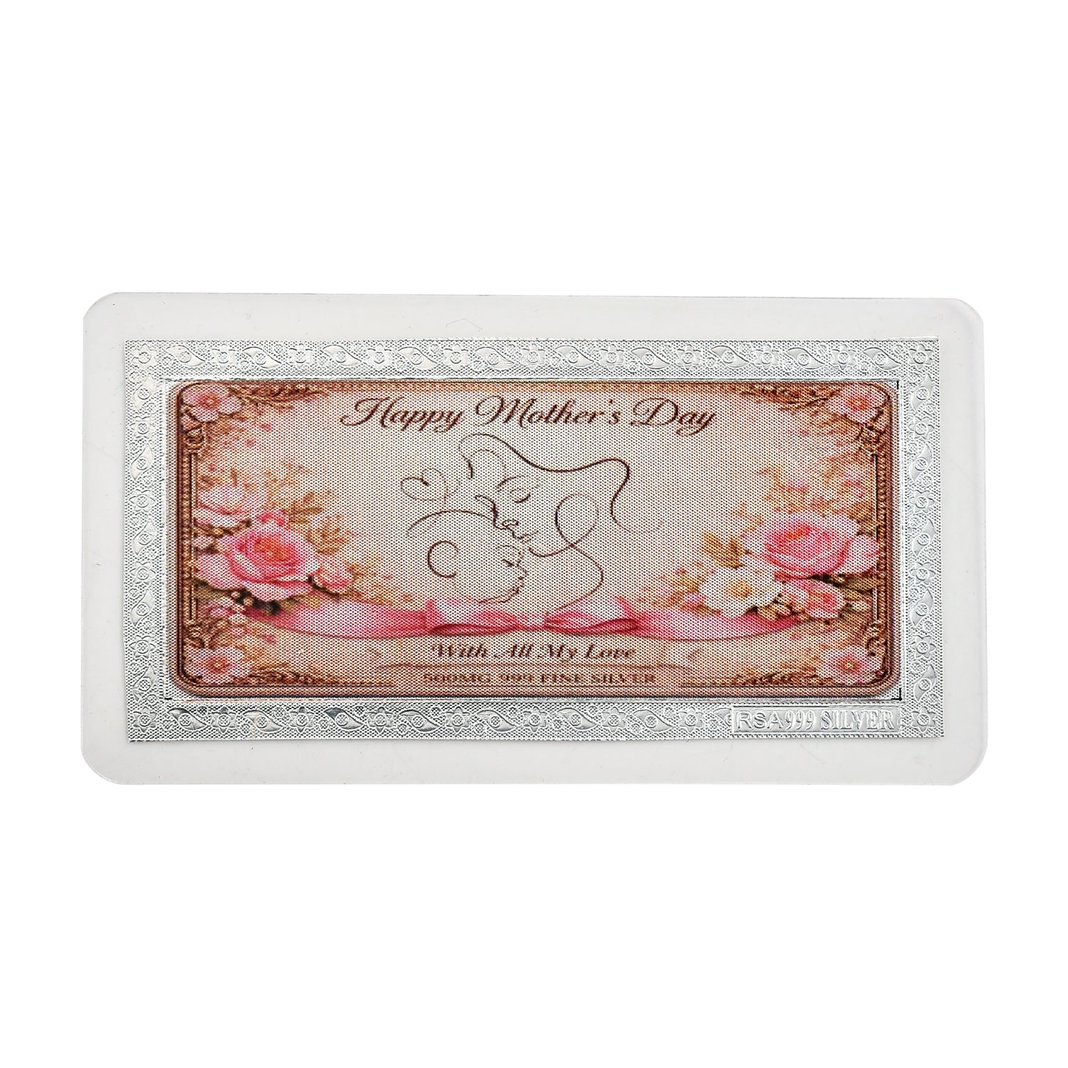 Sterling Silver (99.9% Purity) Happy Mothers Day Decorative Floral Design Collectible V32492471 6
