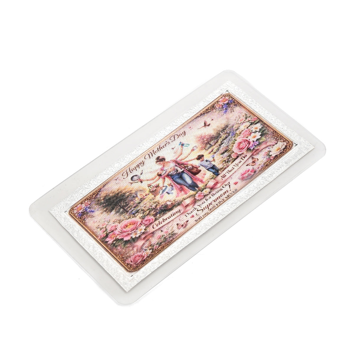 Sterling Silver (99.9% Purity) Happy Mothers Day Decorative Floral Design Bar V32491910 7