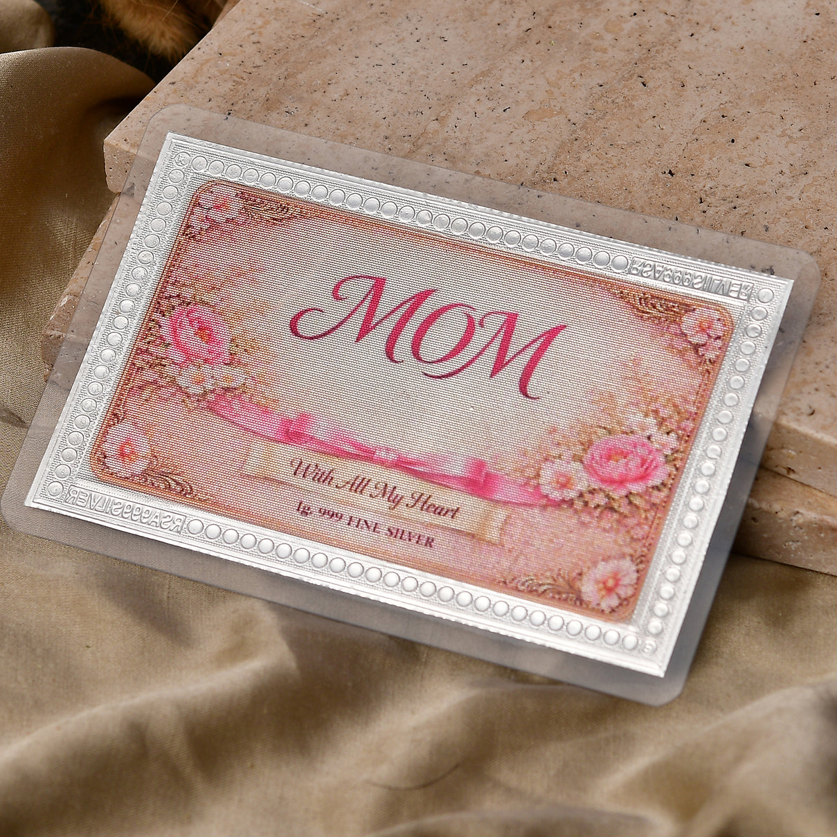 Sterling Silver (99.9% Purity) Happy Mothers Day Decorative Floral Design Collectible V32491287 2