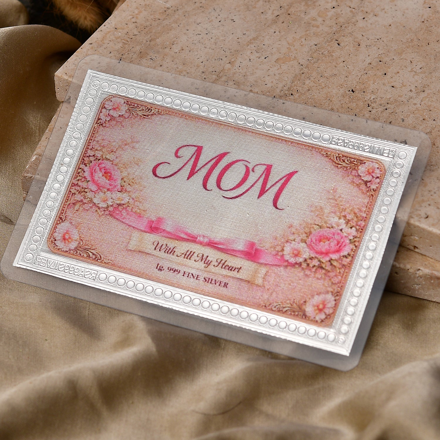 Sterling Silver (99.9% Purity) Happy Mothers Day Decorative Floral Design Collectible V32491287 2